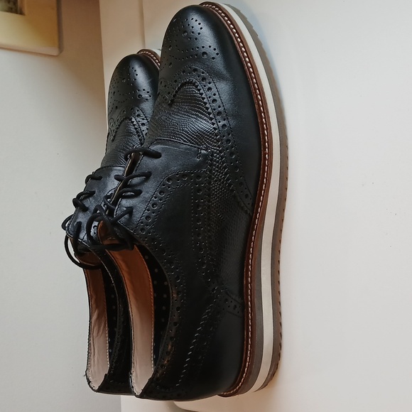 Thomas & Vine Men's Conrad Wingtip Derby Leather Dress Shoes Black Sz US 9.5 - Picture 3 of 9